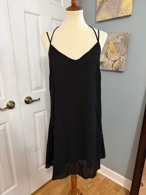 Finn & Clover Large Simple Black Spaghetti Strap Slip Dress